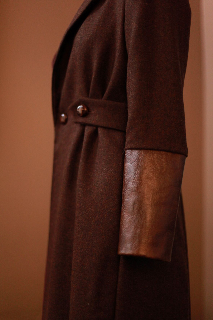 brown leather wool jacket