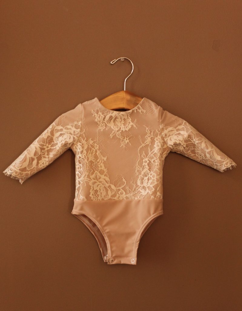 baby champagne lace leotard