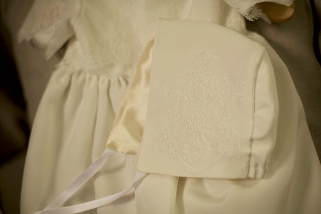 silk christening bonnet