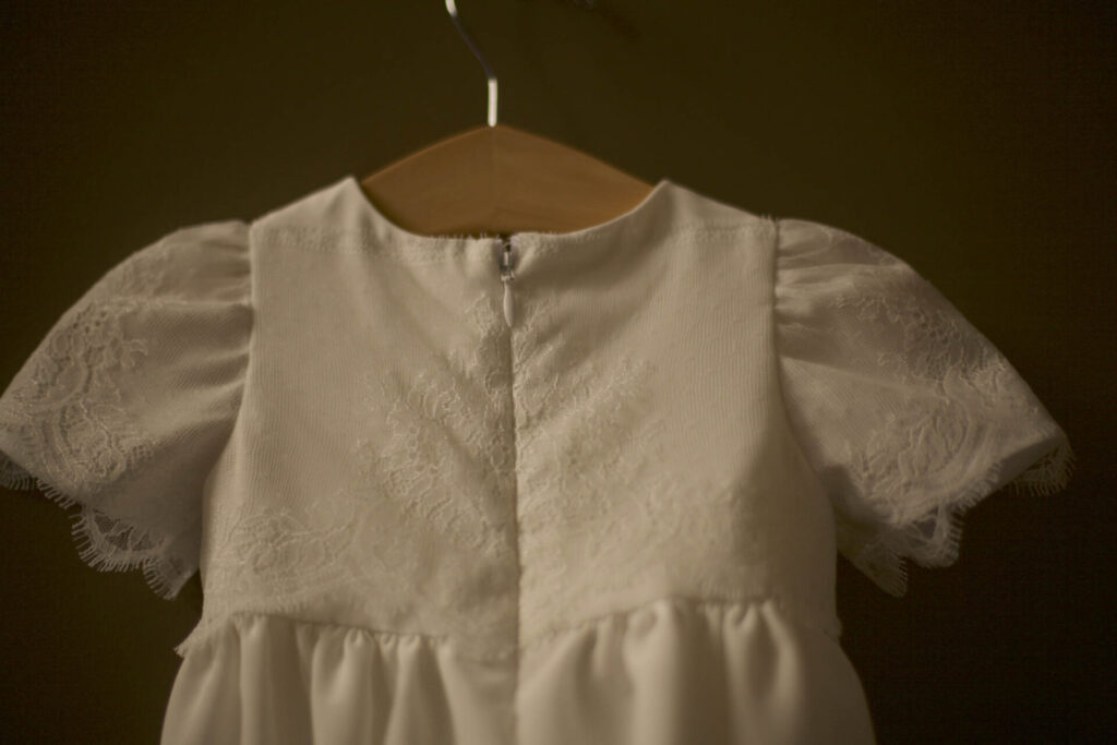 Franch chantilly lace and silk baptism gown