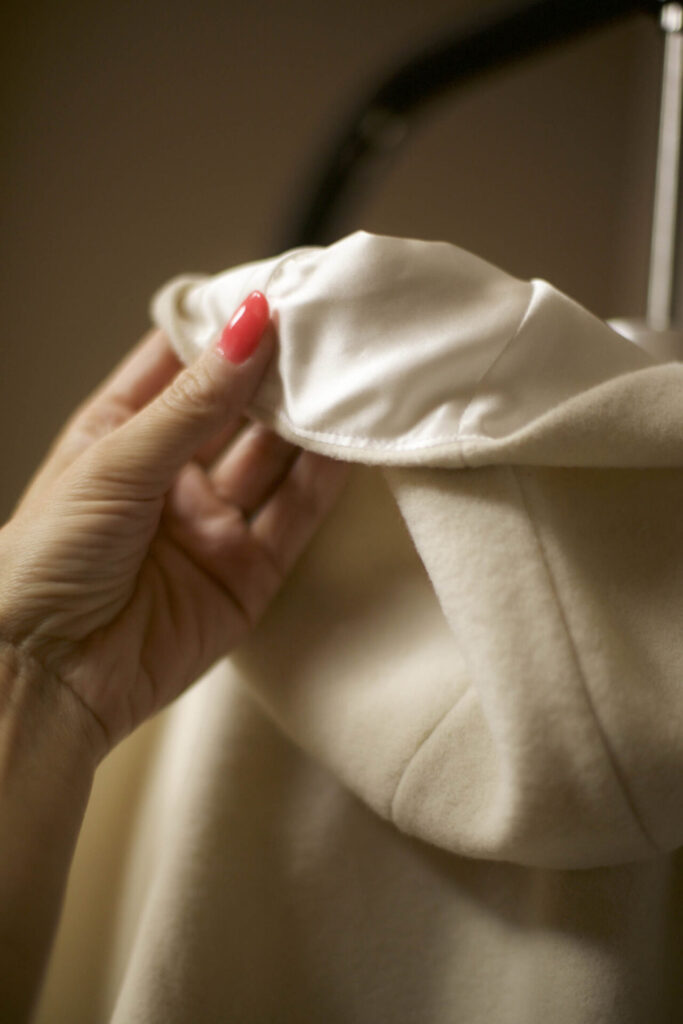 cream wool cape with silk